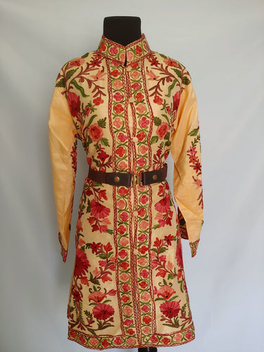 Faan multicolor Kashmiri Ari embroidered Silk Jacket