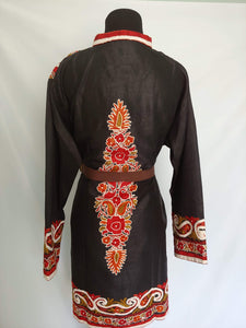 black multicolor Kashmiri Ari embroidered Silk Jacket