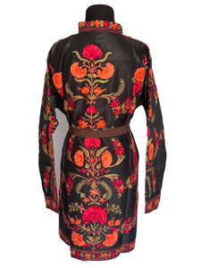 Black floral Ari Silk Jacket NEW 8