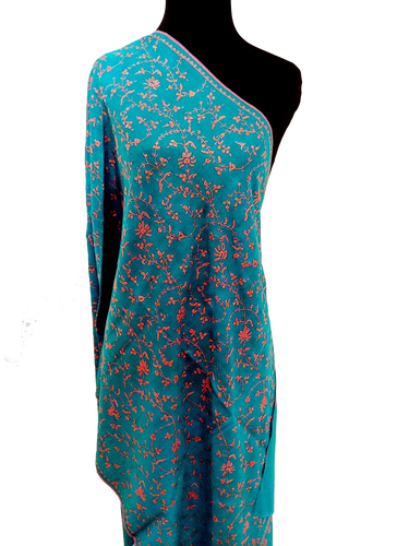 Awesome Blue Pashmina stole (Hand embroidered in Kashmir)