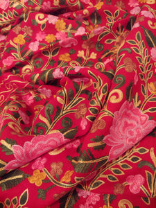 Kashmiri red Ari embroidery stole (wrap)
