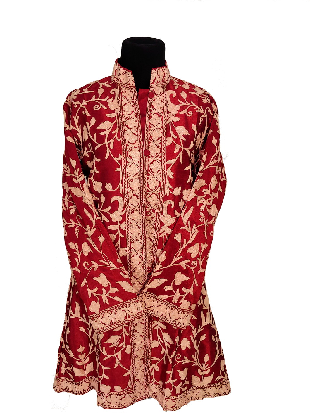 Awesome Burgundy Kashmir Ari Silk Jacket