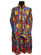 Load image into Gallery viewer, Kashmir blue Ari embroidered silk jacket,