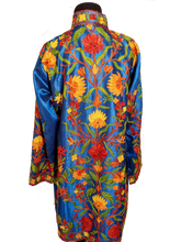 Load image into Gallery viewer, Kashmir blue Ari embroidered silk jacket,