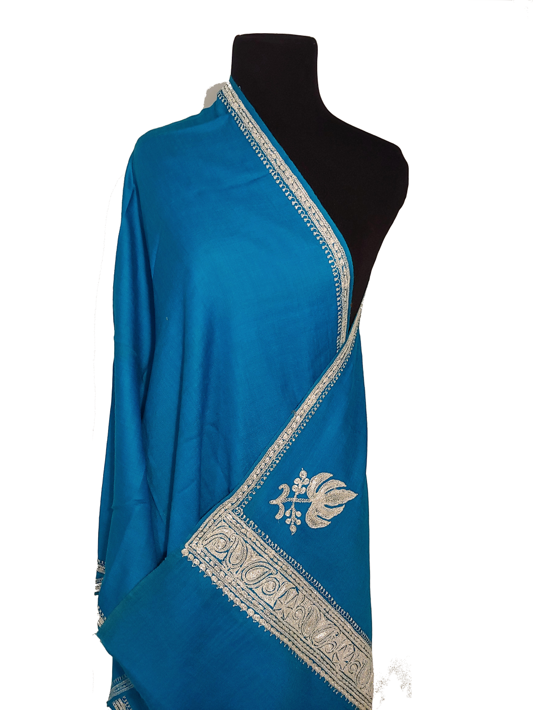 Awesome blue stole with kashmiri Tilla Embroidery