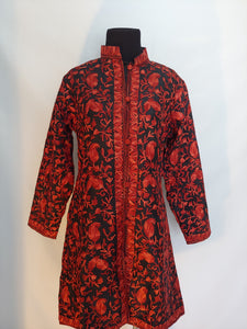 royal Black Kashmir Ari embroidered silk jacket