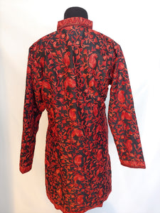 royal Black Kashmir Ari embroidered silk jacket