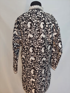 Black and white Kashmiri Ari embroidered silk jacket
