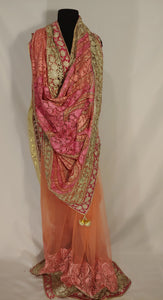 Kashmiri Aari embroided Net Saree (Pink)