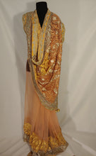 Load image into Gallery viewer, Kashmiri Aari embroided Net Saree (yellow)
