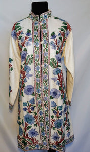 Cream Kashmiri Ari embroidered wool jacket
