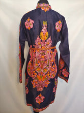 Load image into Gallery viewer, Blue Kashmiri Ari embroidered silk jacket