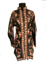 Load image into Gallery viewer, New Black Kashmiri Ari embroidered silk jacket (flowers)