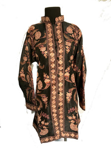 New Black Kashmiri Ari embroidered silk jacket (flowers)