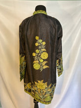Load image into Gallery viewer, New Black Kashmiri Ari embroidered silk jacket (Green flowers)