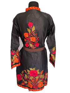 Black floral Ari Silk Jacket NEW 7